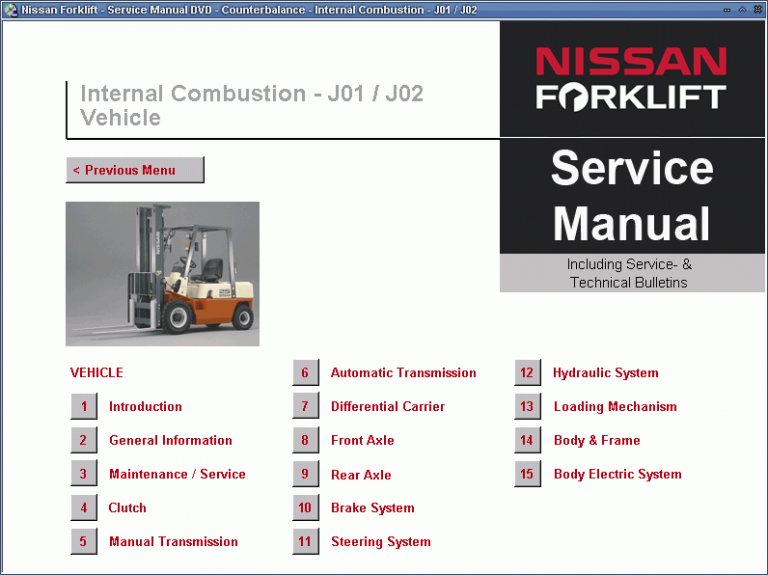 راهنمای تعمیرات لیفتراک های نیسان Nissan Forklift Service Manual
